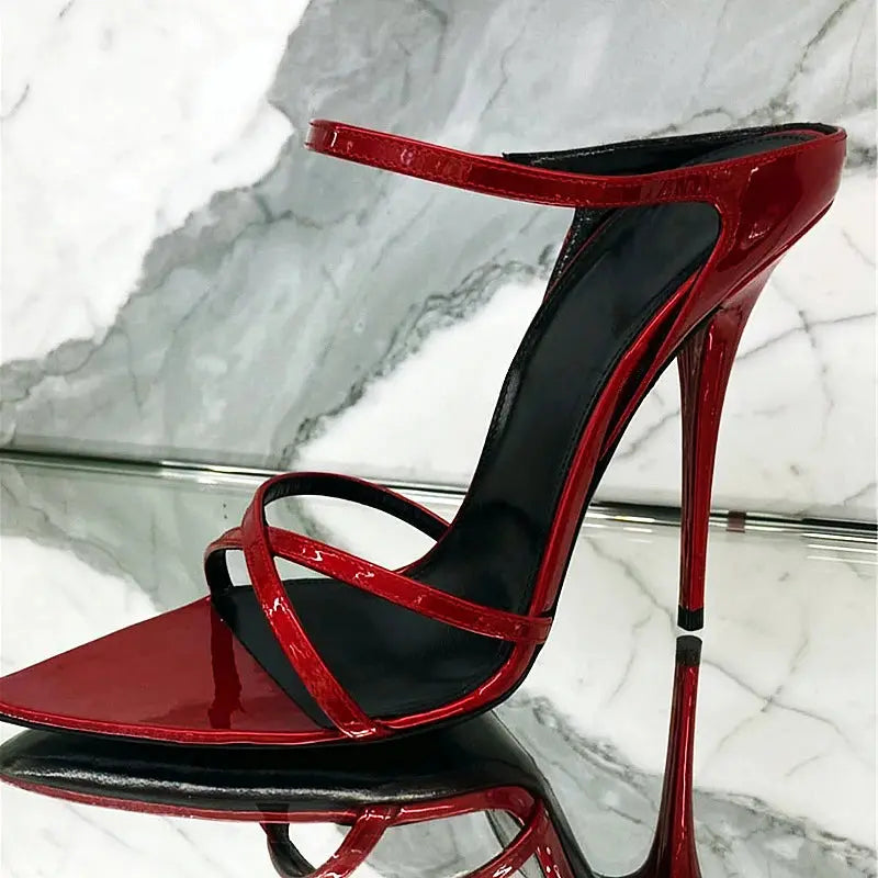 Escarpins Femme Talon Haut Shiny Fashion Slides Trendy Thin High Heel Mules Shoes for Women