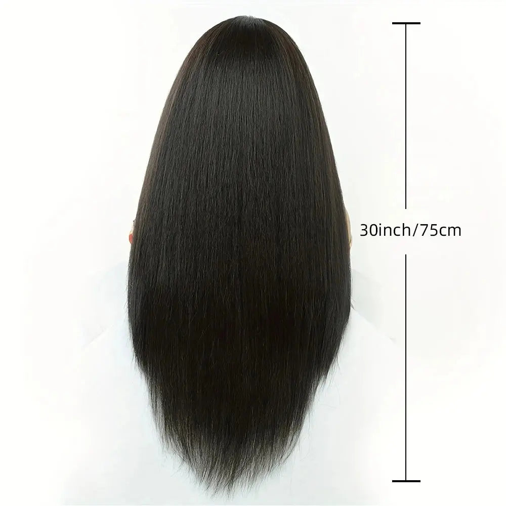 High Quality Yaki Straight 13*4 Synthetic Lace Front Wig for Women High Temperature Fiber Black Long Curly Synthetic Wig