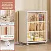Foldable Plastic Wardrobe Closet with Removable Wheels Hanging Clothes Storage Organizer