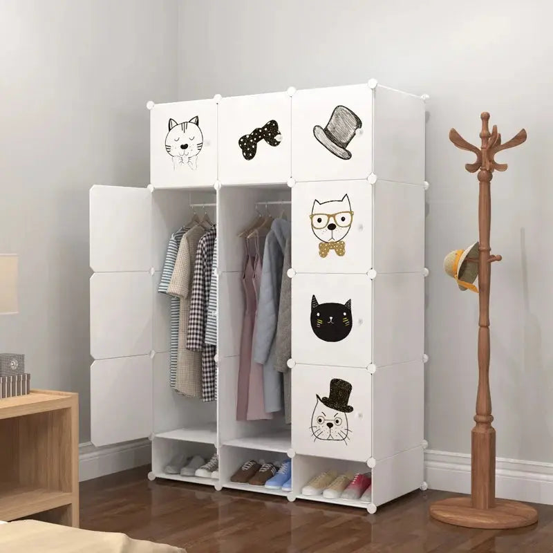 Factory Outlet Hot Selling Cheap Price Two Size Room Organizer Storage Home Furniture Wardrobe for Clothes and Shoes