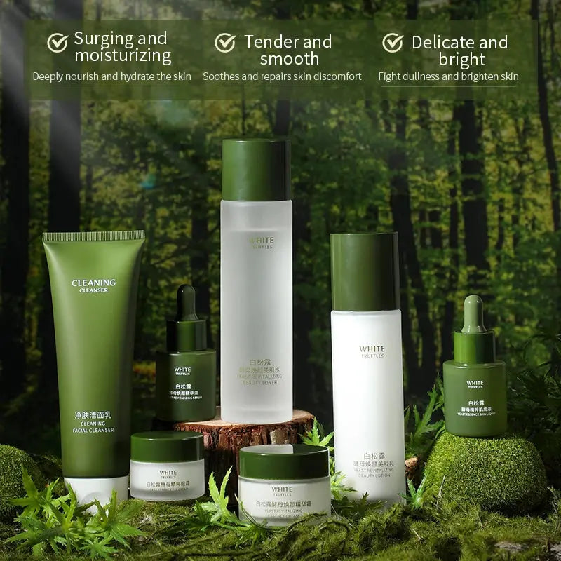 OEM White Truffle Yeast Seven Pieces Skincare Kit Anti-Wrinkle Lightening Firm Skin Collagen Natural Skin Care Set Gift Box