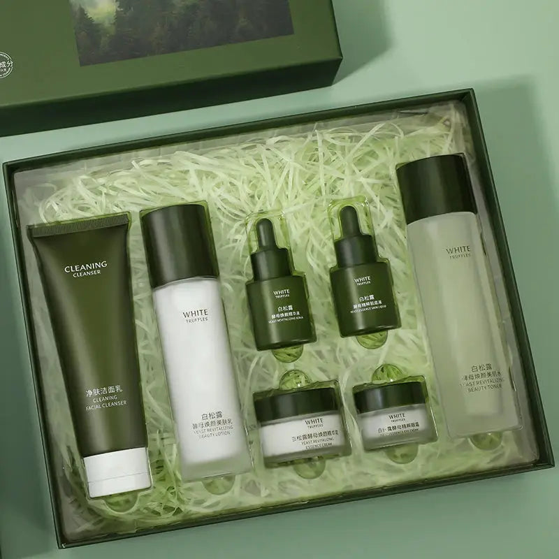 OEM White Truffle Yeast Seven Pieces Skincare Kit Anti-Wrinkle Lightening Firm Skin Collagen Natural Skin Care Set Gift Box