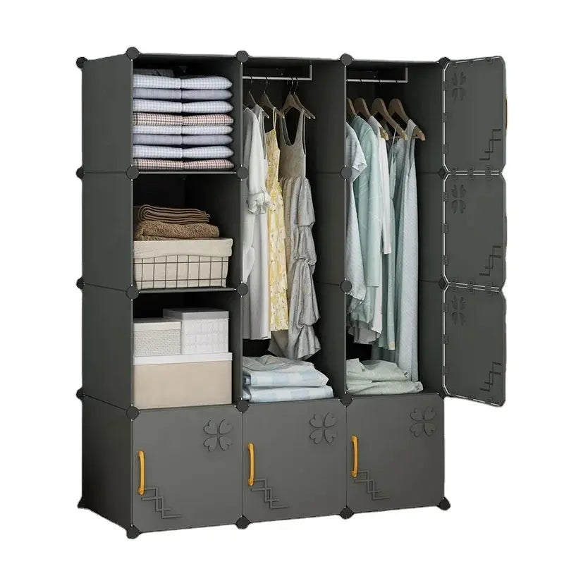Hot Selling Modern Bedroom 12-Cube Plastic Wardrobe Wholesale Foldable Design for Clothes for Workshop Use