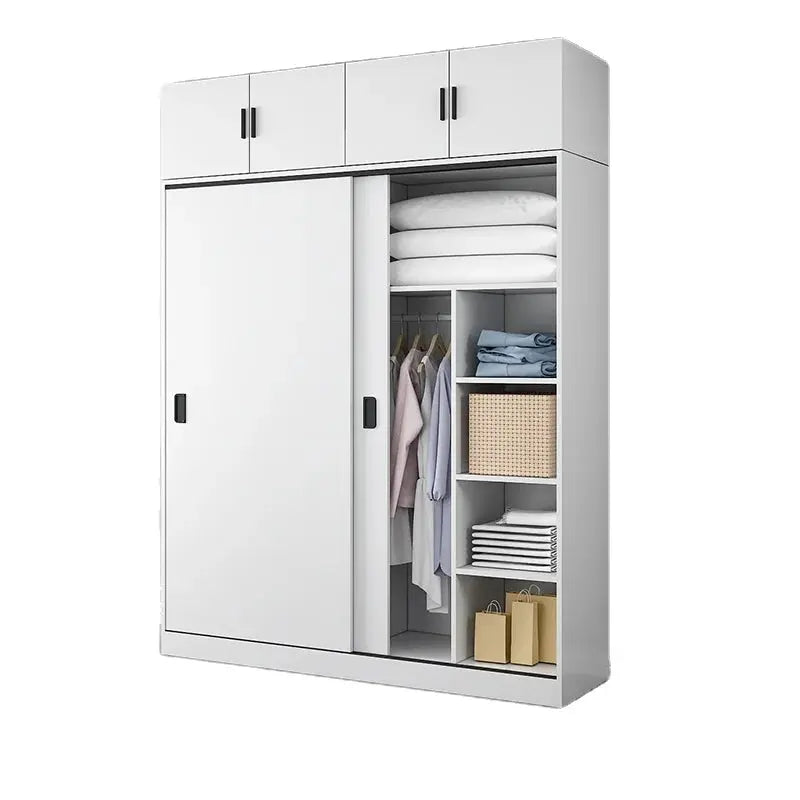 2 Door Wooden Wardrobe with Hanging Rail, Bedroom Wardrobe for Clothes Storage Domestic Closet Cupboard Bureau Chest-drawer Robe