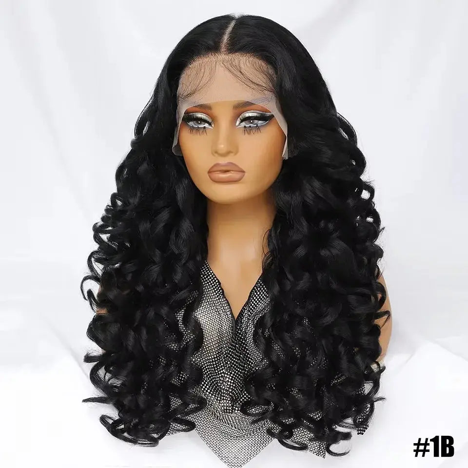 Latisha 13X6 Frontal New Arrival Natural Premium Curly Wave Heat Resistant French Curl Synthetic Blend Hair Full Lace Front Wigs