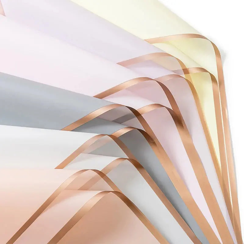 Design Golden Edge Wholesale Plastic Waterproof Frame Gift for Packaging Floral Custom Bouquet Flowers Wrapping Paper Avivanastore