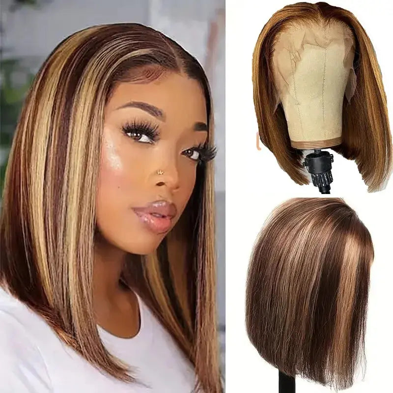 The Lace Piano Color Bob Short Hair Middle Parting Wig Is Selling Well in Europe, America and Africa Before Wholesale