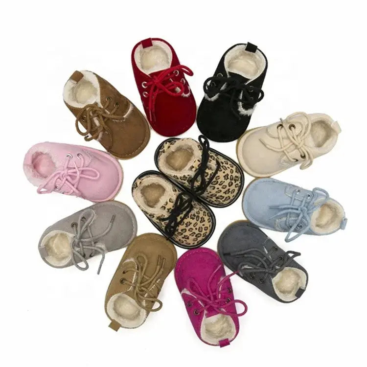 High Quality Soft Sole Lace up Handmade PU Leather Baby Shoes for Newborn Toddler