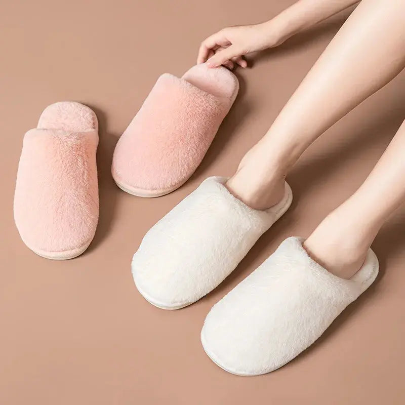 Fashion 2025 Autumn Winter Solid Color Cotton Slipper Indoor Casual Shoes Soft Thermal Plush Ladies Slides Slippers for Women