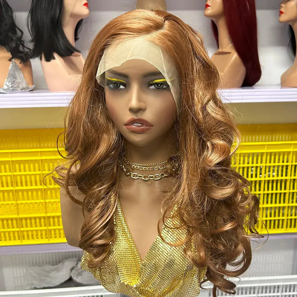 16 Inch Bouncy Wave Synthetic Hair Wig #350 #613 #1B/27  #30 Multi Color 13x4 Lace Frontal Curly Wig for European African Women