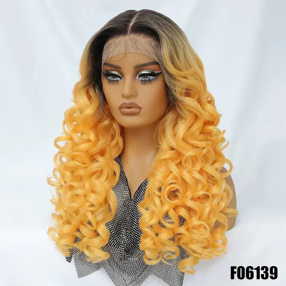 Latisha 13X6 Frontal New Arrival Natural Premium Curly Wave Heat Resistant French Curl Synthetic Blend Hair Full Lace Front Wigs