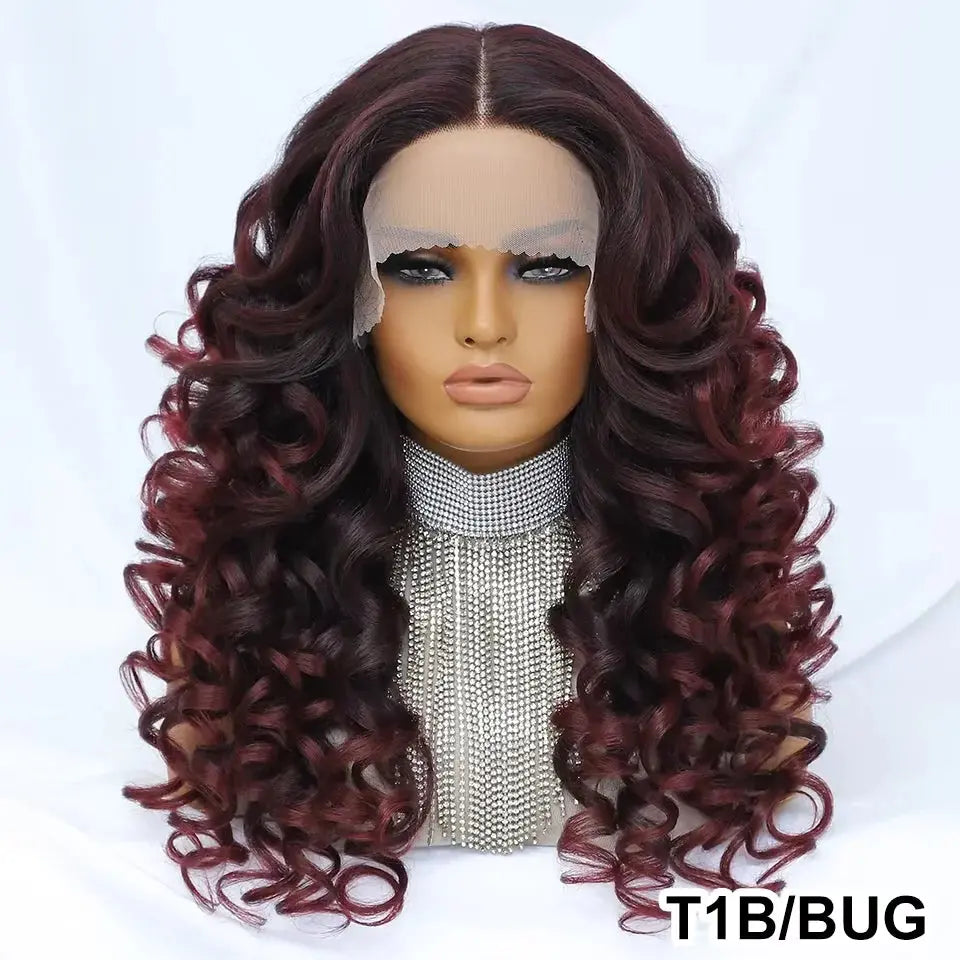 Latisha 13X6 Frontal New Arrival Natural Premium Curly Wave Heat Resistant French Curl Synthetic Blend Hair Full Lace Front Wigs