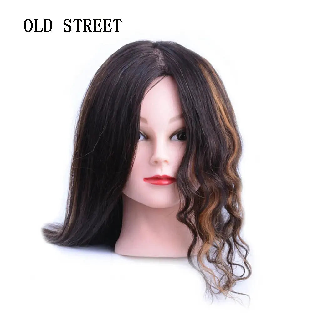 Human Hair Mannequin Head Natural Black Color Practice Training Model For Hairdresser Professional Can Be Ironed and Dyed