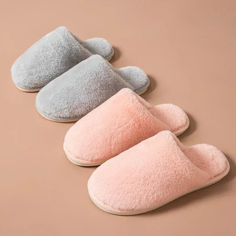Fashion 2025 Autumn Winter Solid Color Cotton Slipper Indoor Casual Shoes Soft Thermal Plush Ladies Slides Slippers for Women