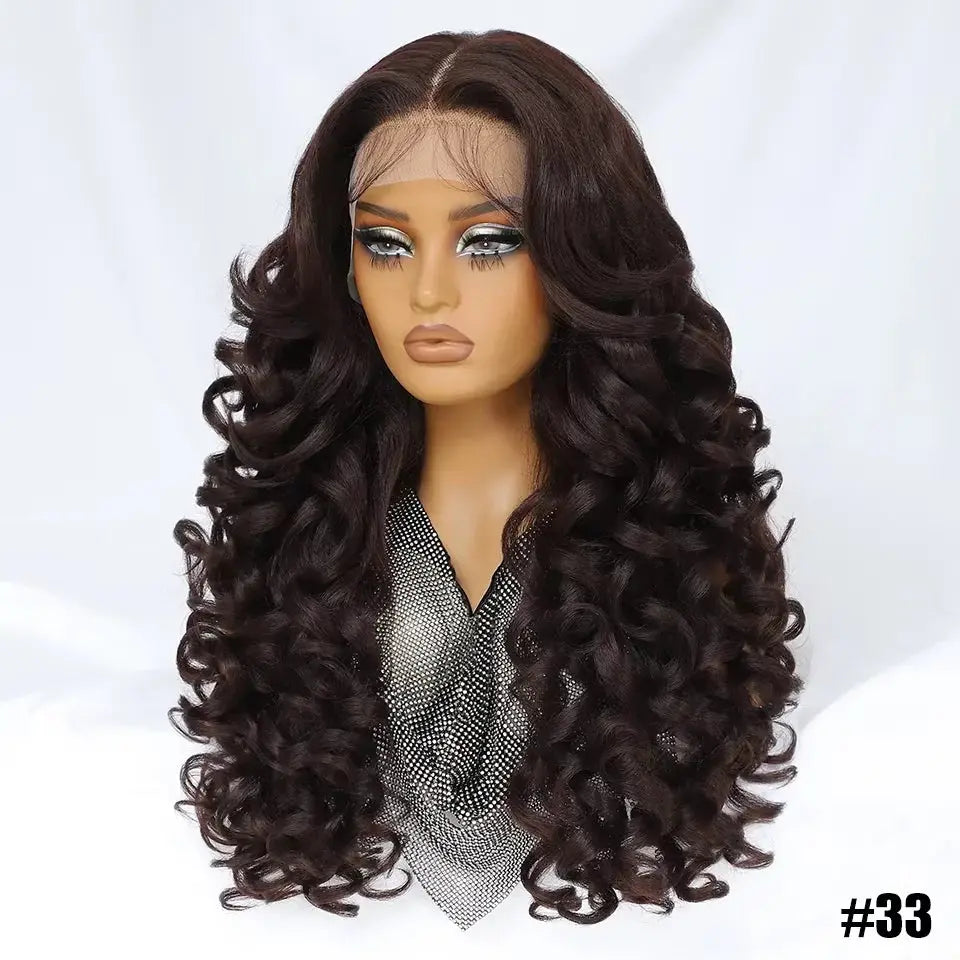 Latisha 13X6 Frontal New Arrival Natural Premium Curly Wave Heat Resistant French Curl Synthetic Blend Hair Full Lace Front Wigs