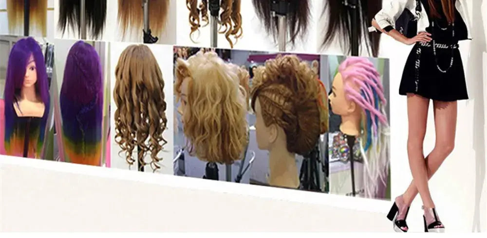 Human Hair Mannequin Head Natural Black Color Practice Training Model For Hairdresser Professional Can Be Ironed and Dyed