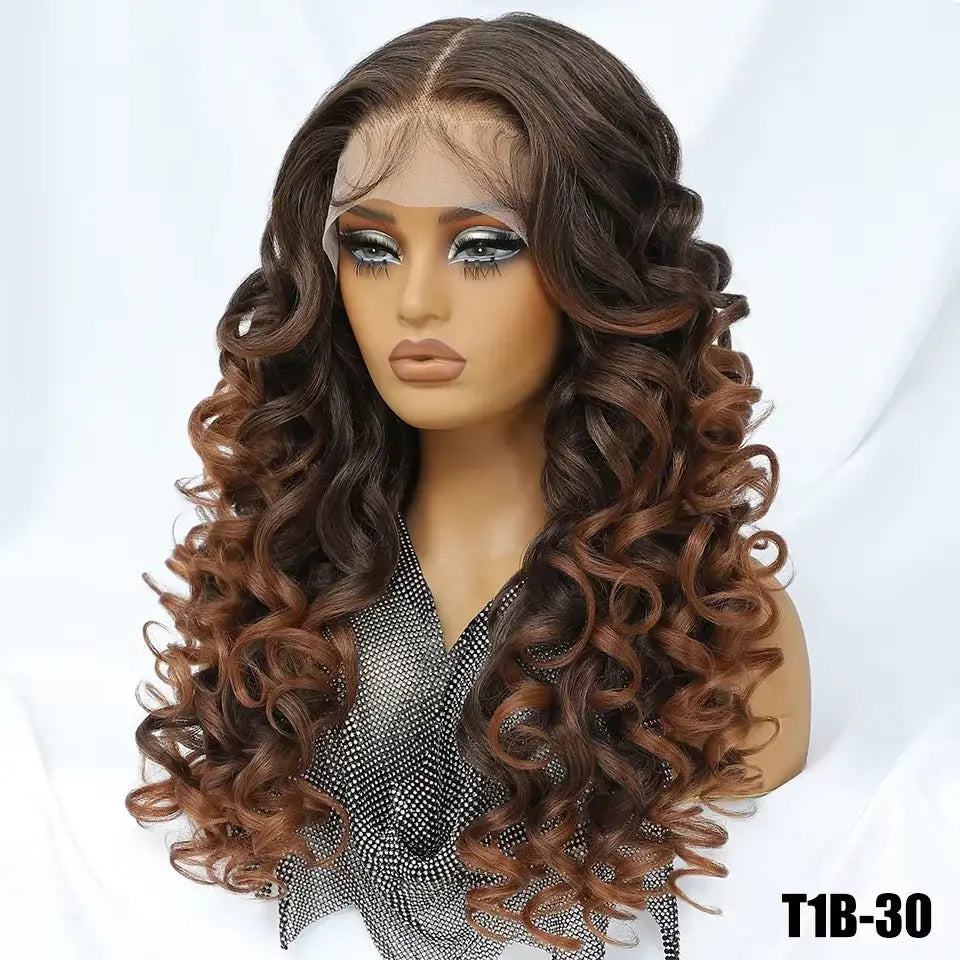 Latisha 13X6 Frontal New Arrival Natural Premium Curly Wave Heat Resistant French Curl Synthetic Blend Hair Full Lace Front Wigs