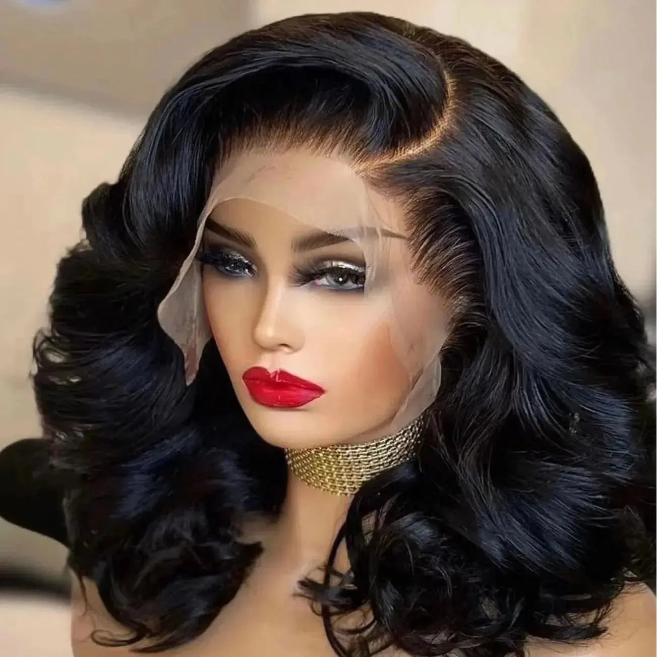 High Quality Lace Front Wig for Women Fashionable Transparent Silk Base Heat Resistant Loose Deep Wave Curly Afro Black