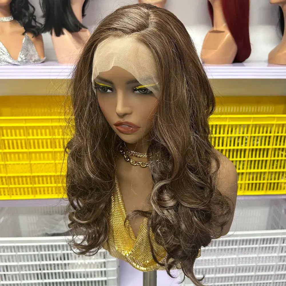 16 Inch Bouncy Wave Synthetic Hair Wig #350 #613 #1B/27  #30 Multi Color 13x4 Lace Frontal Curly Wig for European African Women