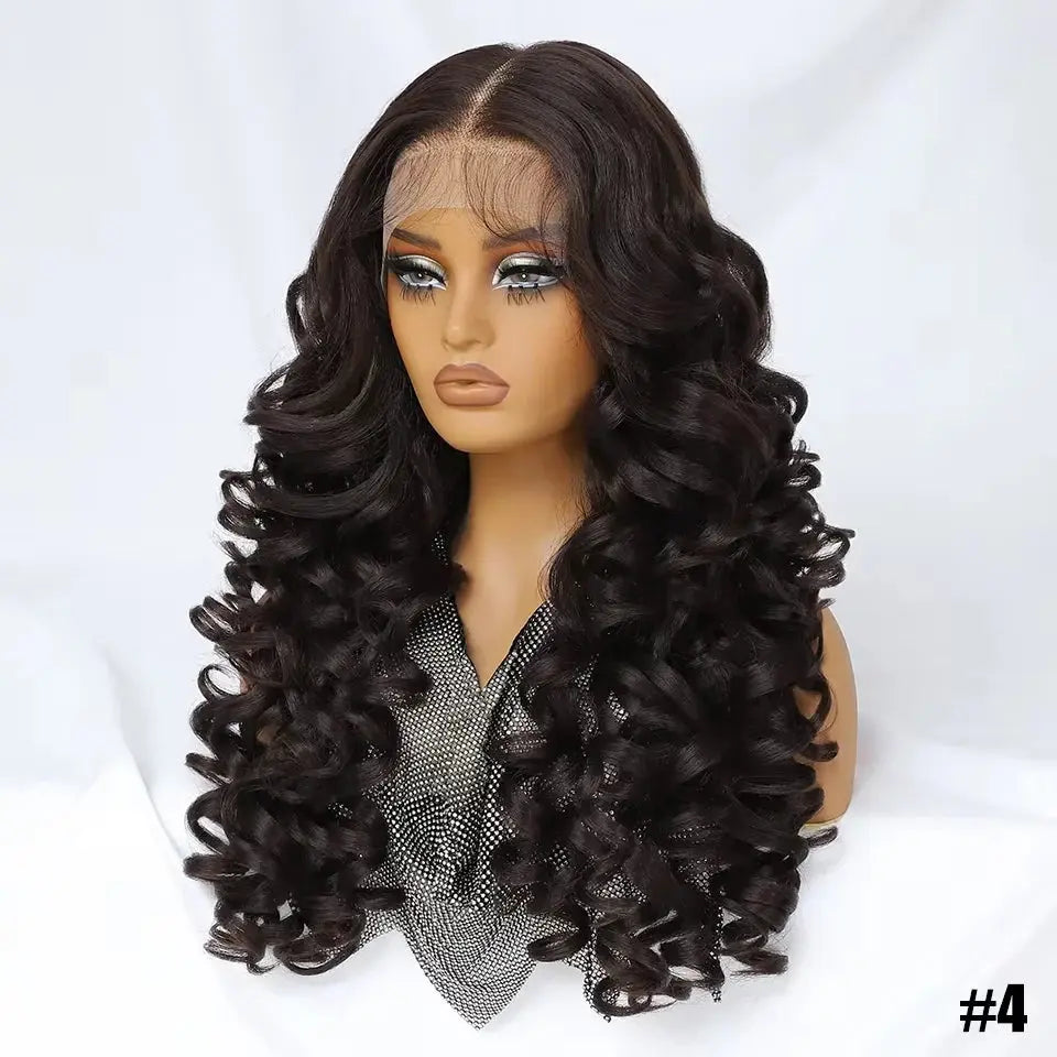Latisha 13X6 Frontal New Arrival Natural Premium Curly Wave Heat Resistant French Curl Synthetic Blend Hair Full Lace Front Wigs