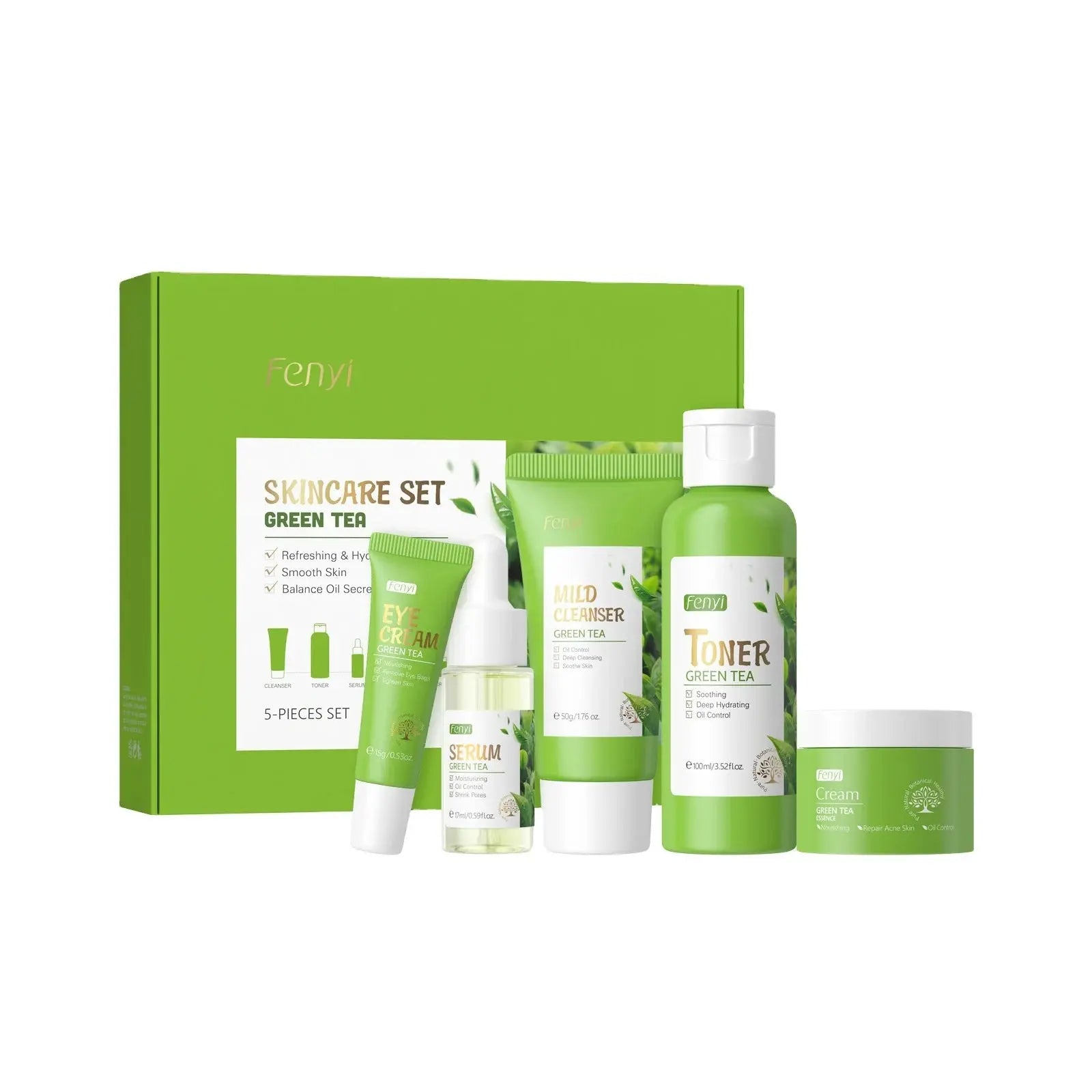 NEW Cosmetics Skin Care Kit Products Anti Aging Brightening Green Tea Collagen Face Serum Facial Essence Cream Skincare Set