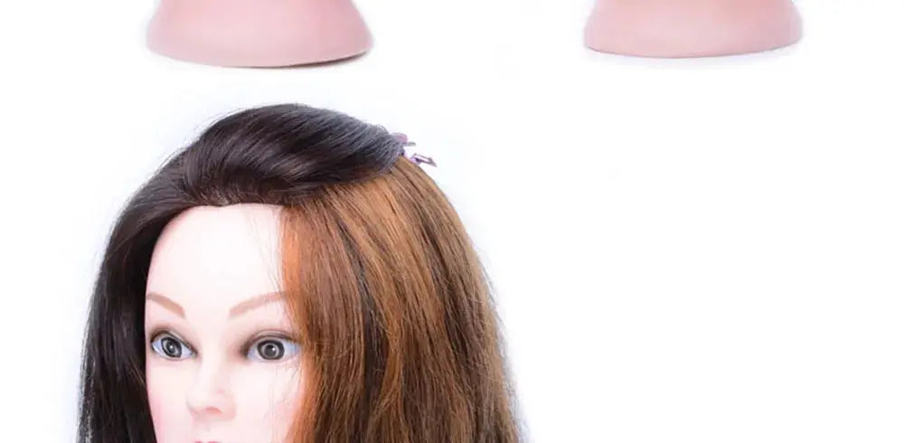 Human Hair Mannequin Head Natural Black Color Practice Training Model For Hairdresser Professional Can Be Ironed and Dyed
