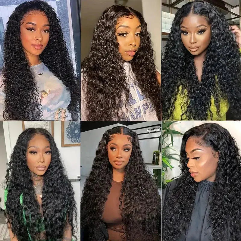 Wholesale 13x4 HD Transparent Lace Frontal Wig Deep Water Wave Synthetic Wigs for Black Women Heat Resistant Brazilian Style