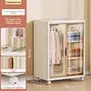 Foldable Plastic Wardrobe Closet with Removable Wheels Hanging Clothes Storage Organizer