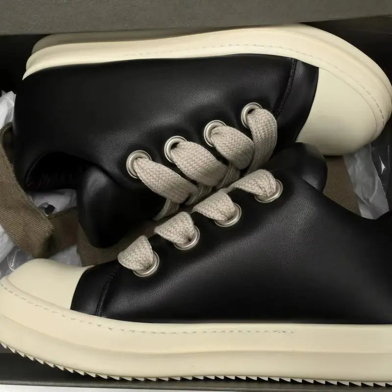 Men's Owens Vintage Sneakers Designer Low-top Padded LWG-certified Grained Lambskin Board Designer Men  Shoes Black