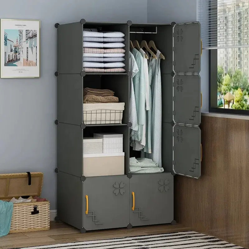 Hot Selling Modern Bedroom 12-Cube Plastic Wardrobe Wholesale Foldable Design for Clothes for Workshop Use