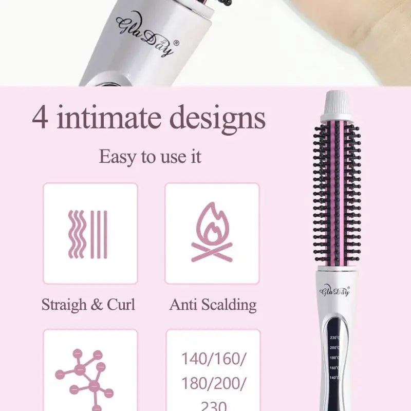 Hair Curler Hair Straightening Brush Hot Heating Comb Hair Straight Styler Corrugation Curling Iron Hair Curler Comb Avivanastore