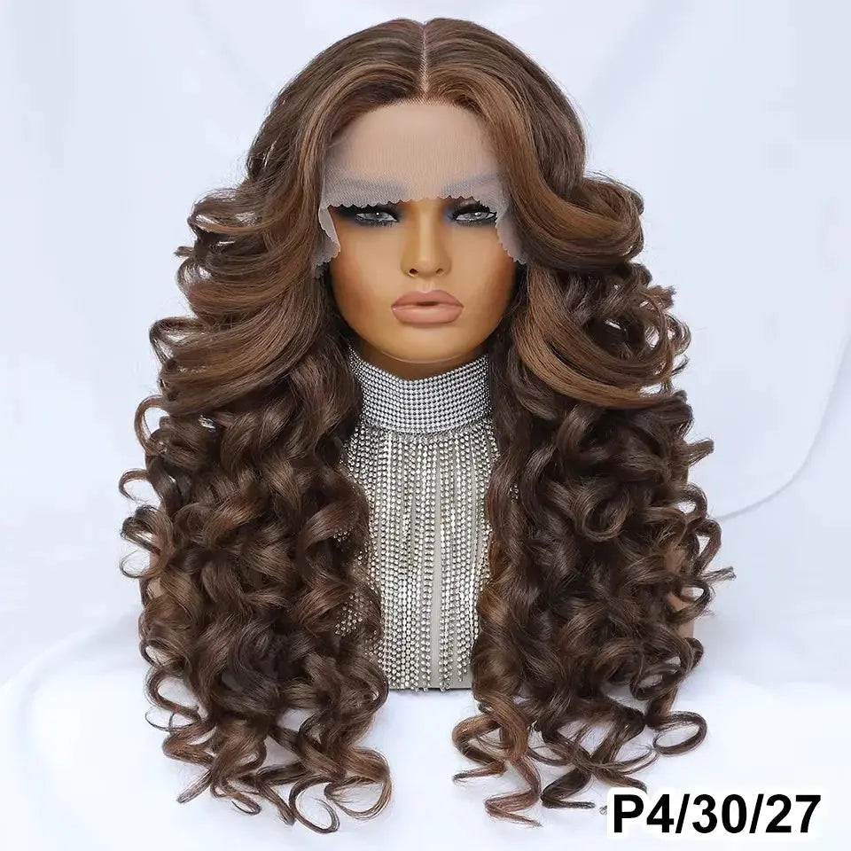 Latisha 13X6 Frontal New Arrival Natural Premium Curly Wave Heat Resistant French Curl Synthetic Blend Hair Full Lace Front Wigs