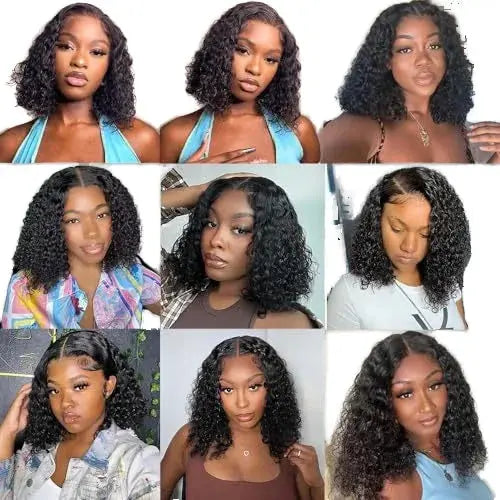 Short Bob Lace Front Wig Black Curly Bob Wigs for Black Women Synthetic Fiber Hair Wigs