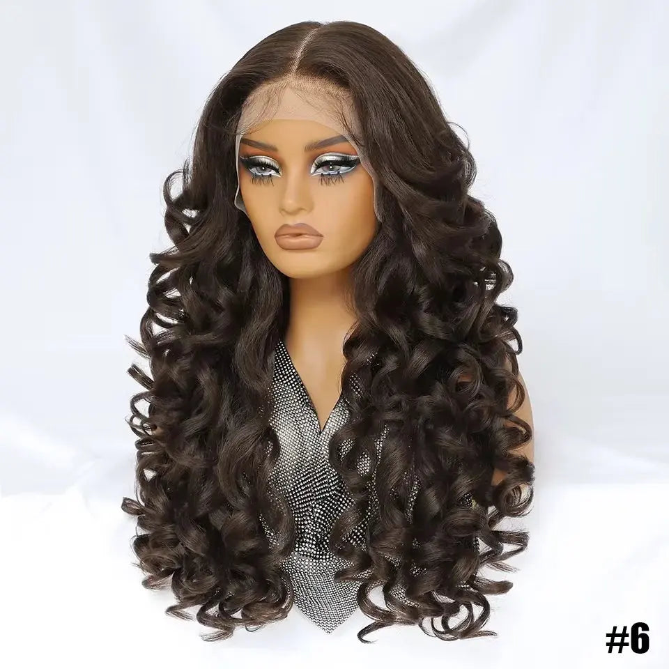 Latisha 13X6 Frontal New Arrival Natural Premium Curly Wave Heat Resistant French Curl Synthetic Blend Hair Full Lace Front Wigs