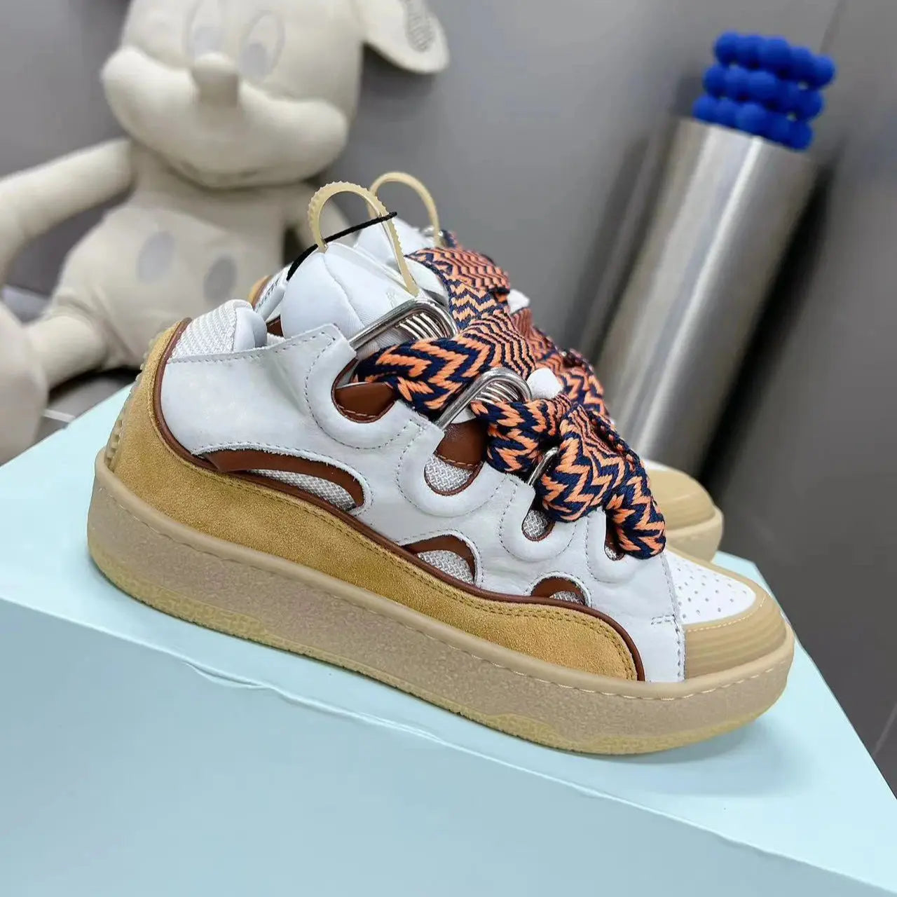 Lanvine Luxury Designer Lace-Up Sporty Fashion Trend Breathable Mesh Lining Casual Walking Shoes for Men Women