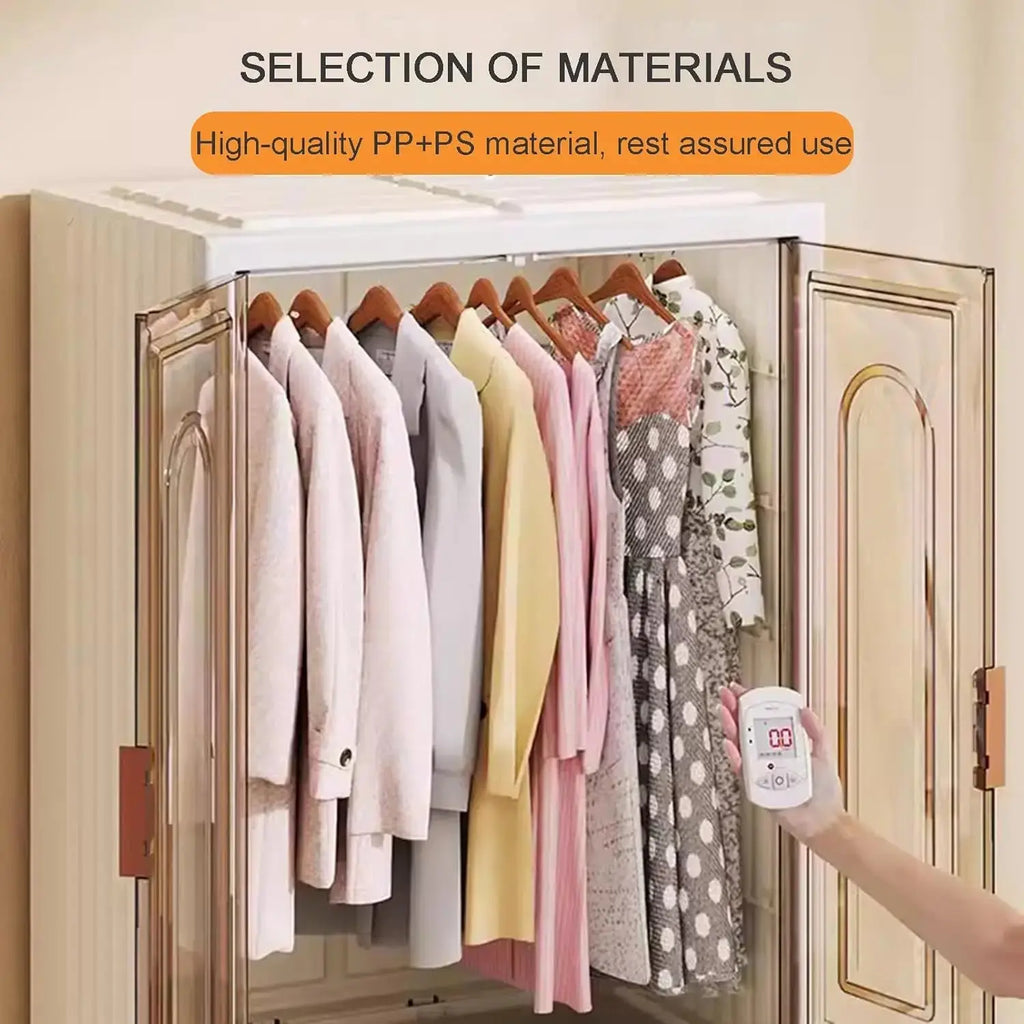 Foldable Plastic Wardrobe Closet with Removable Wheels Hanging Clothes Storage Organizer