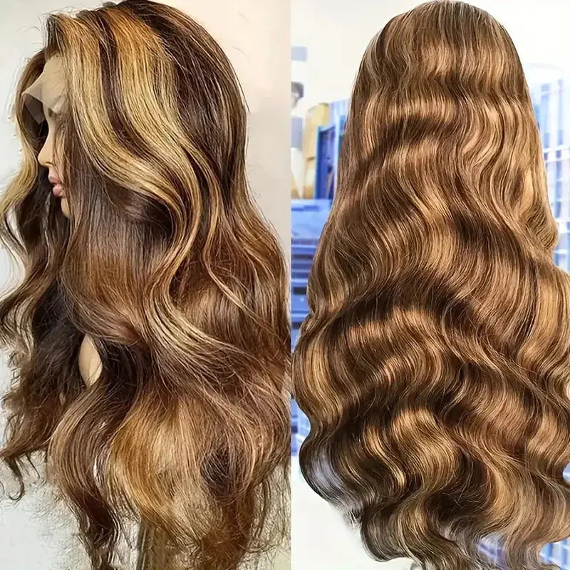 For Ombre Blonde Long Wavy Heat-Resistant Lace Front Synthetic Hair Wig Made with High-Temperature Fiber