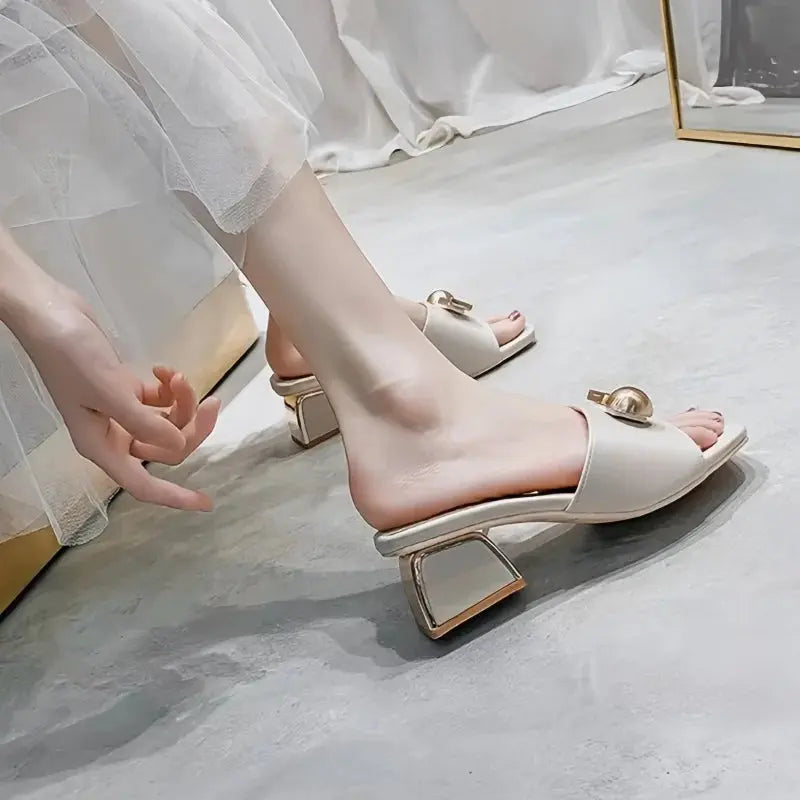 2026 Luxury Peep Toe Heel Ladies Shoes and Sandals Summer Party Wedges Chunky Heels High Quality Women's Shoes Women Heels