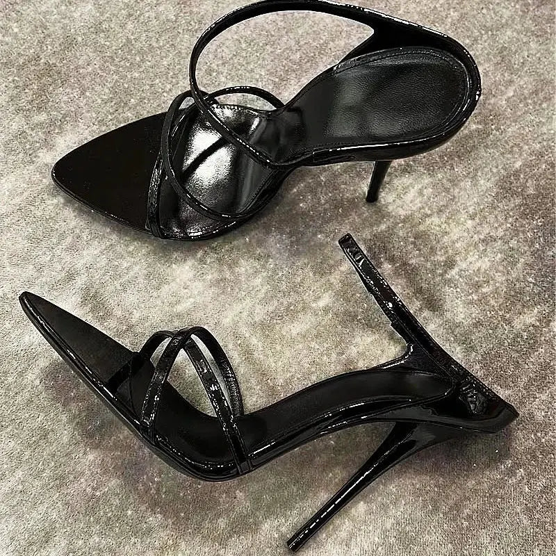 Escarpins Femme Talon Haut Shiny Fashion Slides Trendy Thin High Heel Mules Shoes for Women