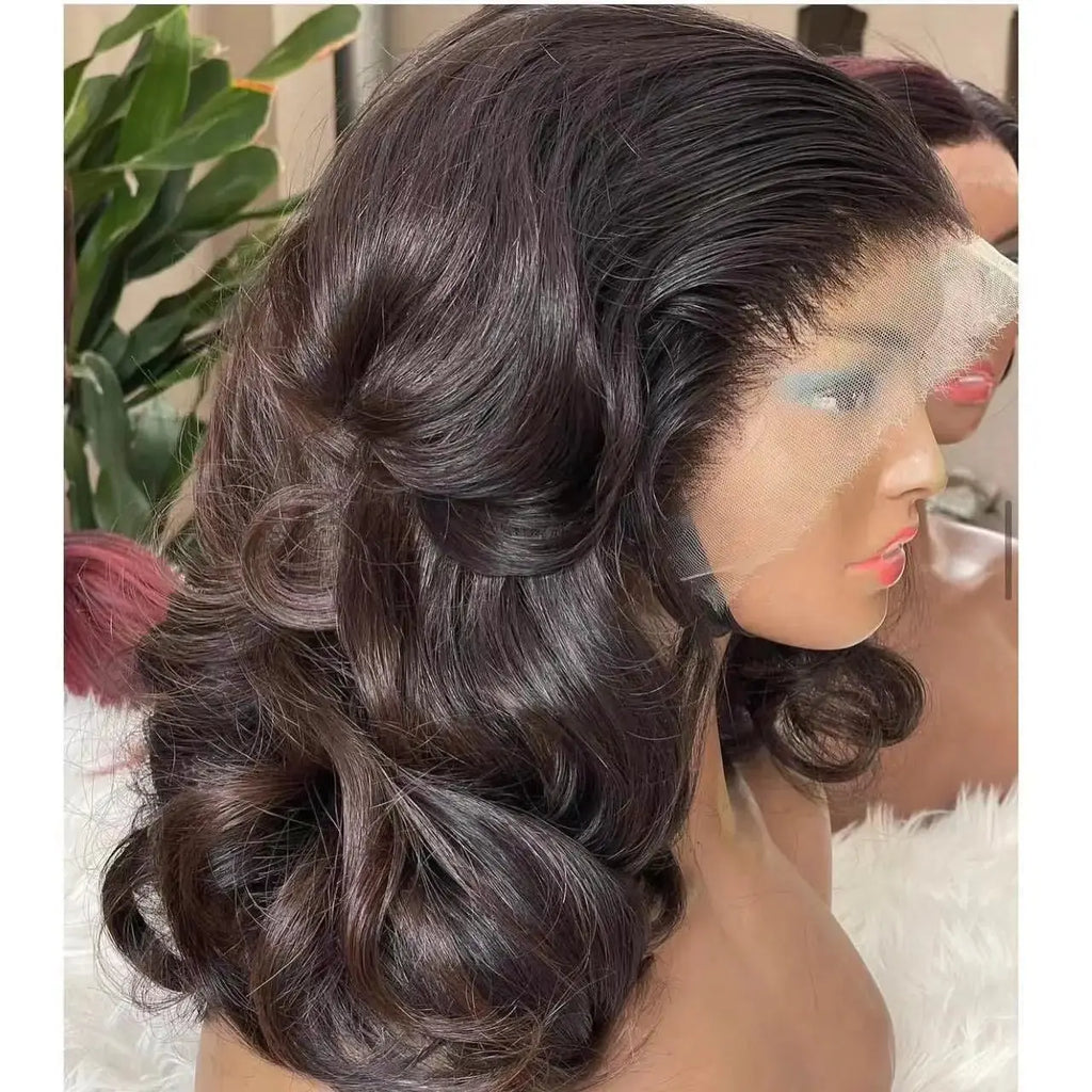 High Quality Lace Front Wig for Women Fashionable Transparent Silk Base Heat Resistant Loose Deep Wave Curly Afro Black