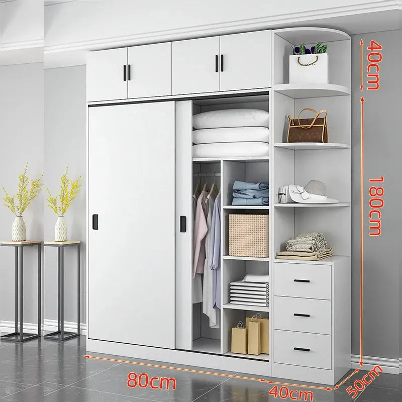 2 Door Wooden Wardrobe with Hanging Rail, Bedroom Wardrobe for Clothes Storage Domestic Closet Cupboard Bureau Chest-drawer Robe