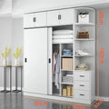 2 Door Wooden Wardrobe with Hanging Rail, Bedroom Wardrobe for Clothes Storage Domestic Closet Cupboard Bureau Chest-drawer Robe