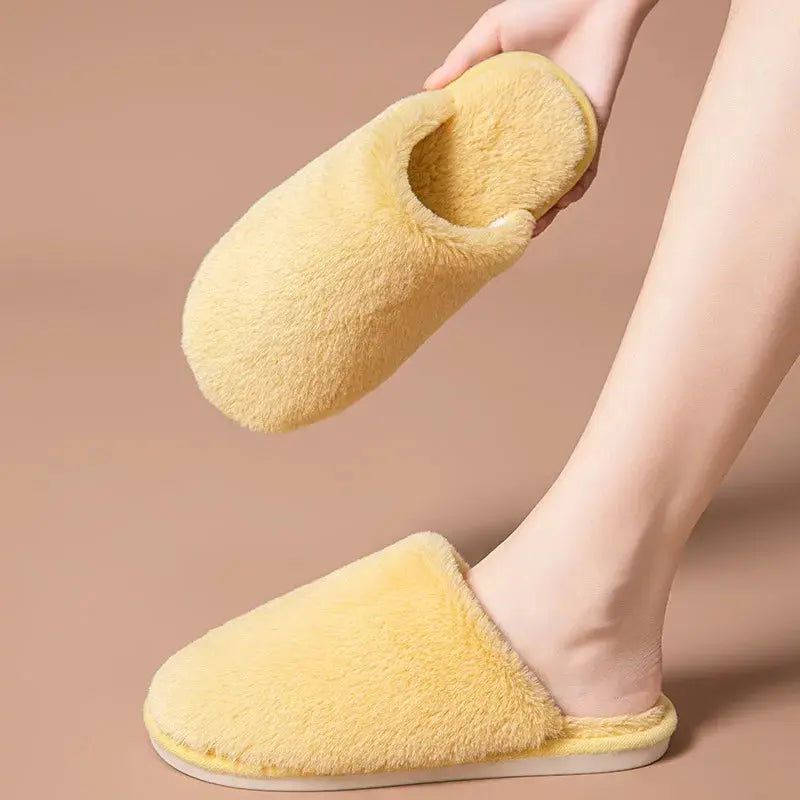 Fashion 2025 Autumn Winter Solid Color Cotton Slipper Indoor Casual Shoes Soft Thermal Plush Ladies Slides Slippers for Women