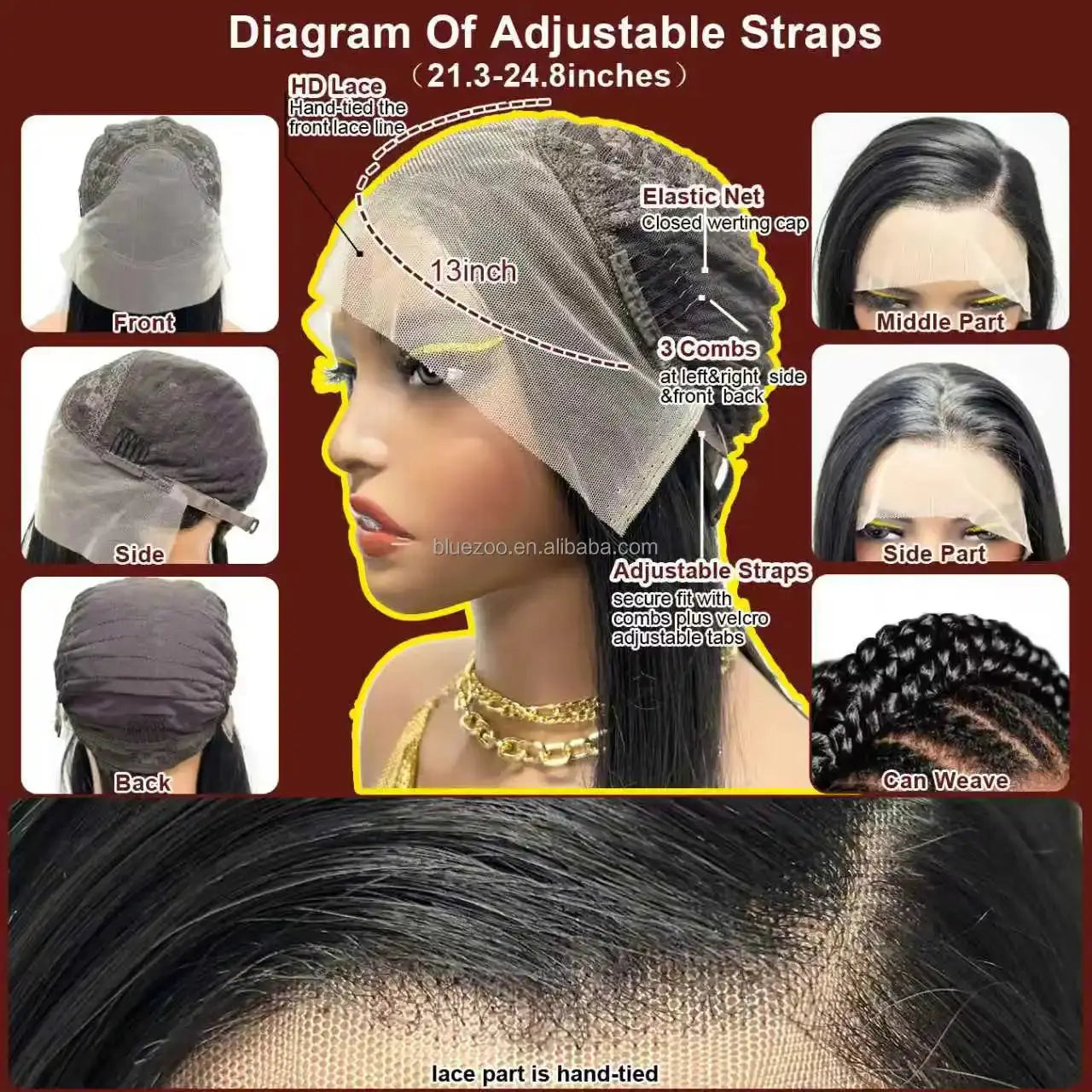 16 Inch Bouncy Wave Synthetic Hair Wig #350 #613 #1B/27  #30 Multi Color 13x4 Lace Frontal Curly Wig for European African Women