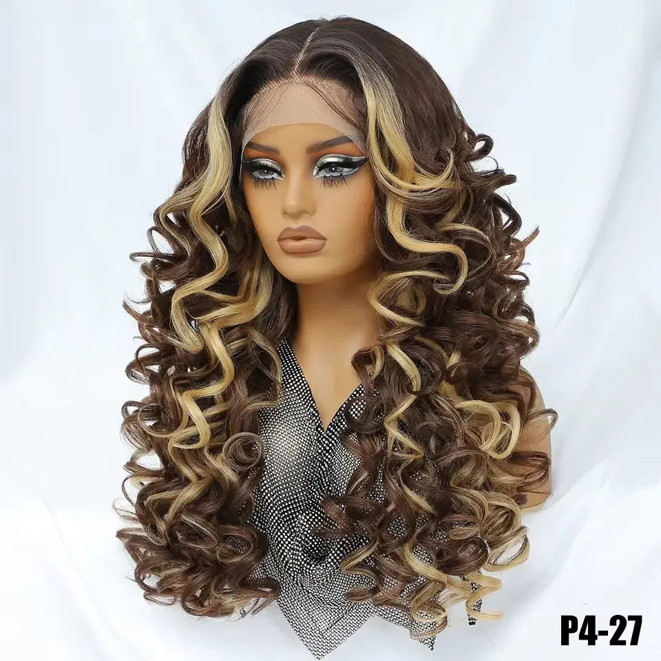 Latisha 13X6 Frontal New Arrival Natural Premium Curly Wave Heat Resistant French Curl Synthetic Blend Hair Full Lace Front Wigs