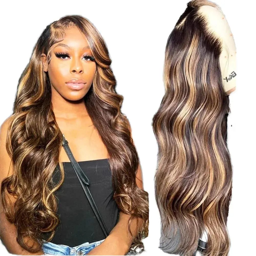 For Ombre Blonde Long Wavy Heat-Resistant Lace Front Synthetic Hair Wig Made with High-Temperature Fiber