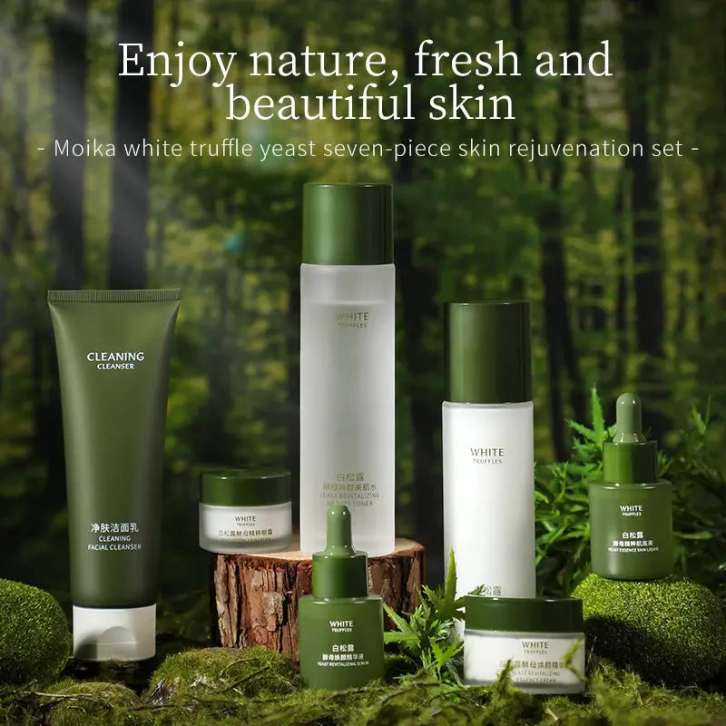 OEM White Truffle Yeast Seven Pieces Skincare Kit Anti-Wrinkle Lightening Firm Skin Collagen Natural Skin Care Set Gift Box