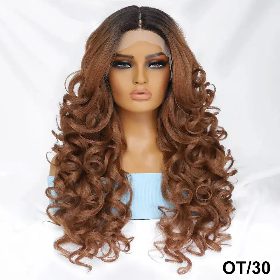 Latisha 13X6 Frontal New Arrival Natural Premium Curly Wave Heat Resistant French Curl Synthetic Blend Hair Full Lace Front Wigs