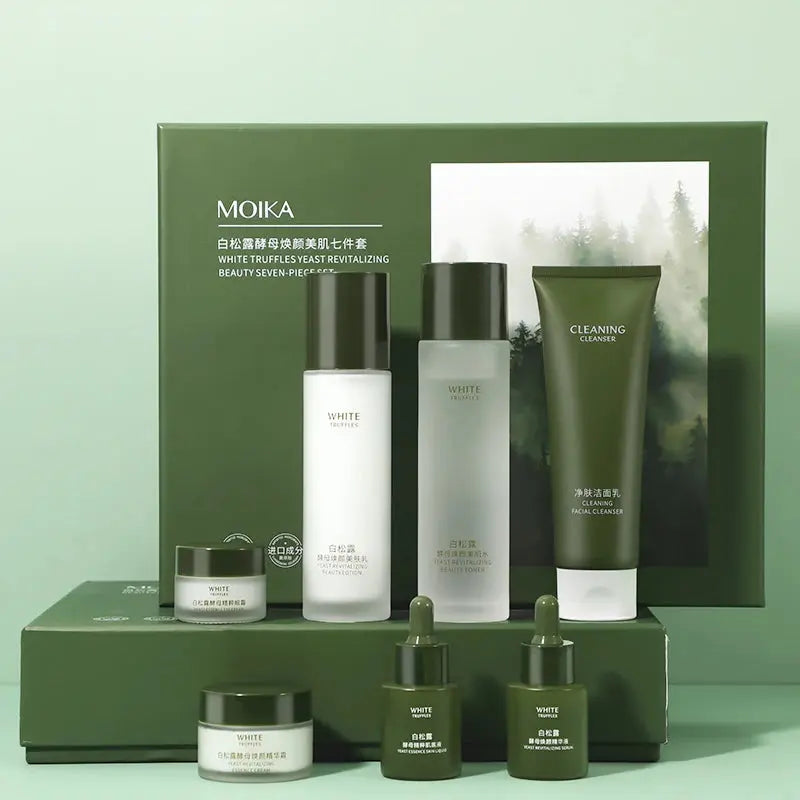 OEM White Truffle Yeast Seven Pieces Skincare Kit Anti-Wrinkle Lightening Firm Skin Collagen Natural Skin Care Set Gift Box