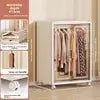 Foldable Plastic Wardrobe Closet with Removable Wheels Hanging Clothes Storage Organizer